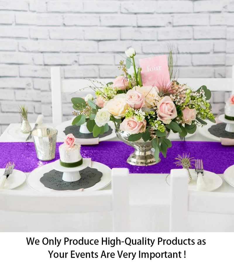 ShiDianYi 12''x72'' Sequin Table Runner - Sparkly Metallic Sequin Runner for Wedding, Bridal Shower, Dinner Party, Ready to Ship! (1, Purple) - Image 2